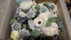Ling’s Moment Dusty Blue Bridesmaid Bouquet Set of 4, Blue Wedding Bouquets f…