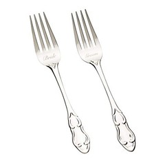 Wedding Fork Set, Silver Bride and Groom Cake Forks, Engraved Vintage Utensil…