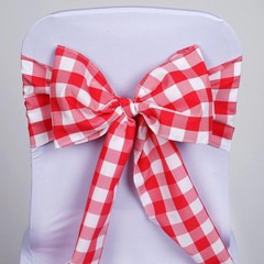 125 Checkered Gingham Polyester Chair Sashes Wedding Party Supplies Decorations