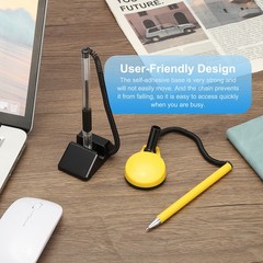6 Pcs Secure Pen with Adhesive Chain and Security Pen Holder, Red