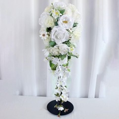 Wedding Bouquet for Bride Cascading Bridal Bouquet 27 inch Waterfall Shape