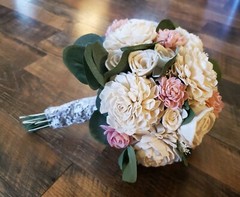 Blush Pink Bridal Bouquet Sola Wood Artificial White Bridesmaid Wedding Flowers