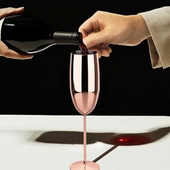 Champagne Glasses Stainless Steel Set of 2, 8.5oz Champagne Flutes 2 count Rose