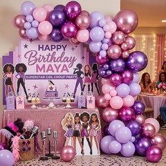 Pink and Purple Balloons, 60 PCS 12 Inch Metallic Purple and Pink Purple Pink