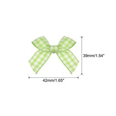 50Pcs Mini Gingham Ribbon Bow Checkered Ribbon Bows Light Green and White