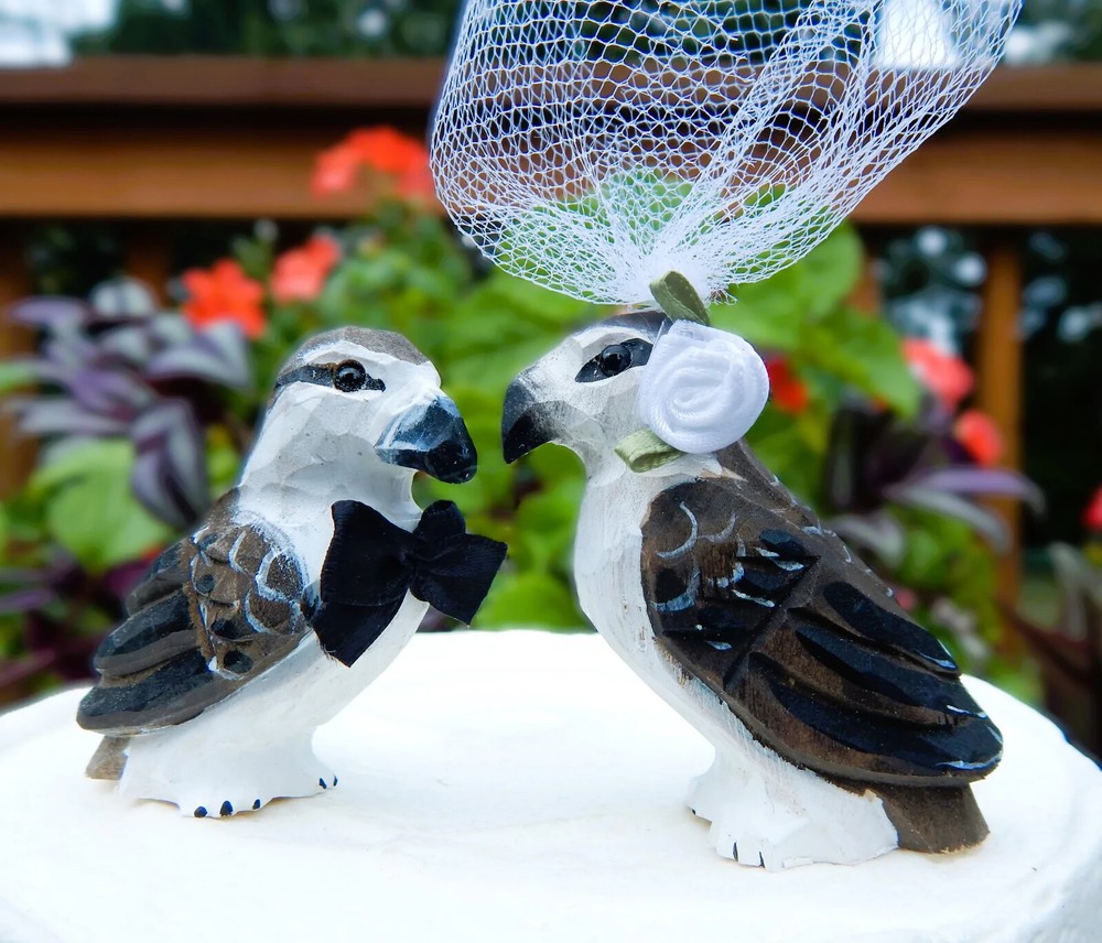 Osprey Wedding Cake Topper Love Birds Bride Groom Engagement Anniversary Carved