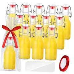 Sets Swing Top Glass Bottles Bulk with Lid Bag and Ribbon Clear Flip 3.4 oz 12