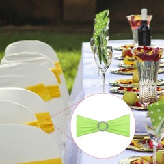 10Pcs 14″x5″ Stretch Chair Sashes Bows Chair Bands Sash with Buckle Light Green