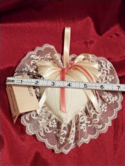 Vintage TMC Co. Satin Heart-shaped Wedding Pillow/Decoration in Cream/Rose Pink