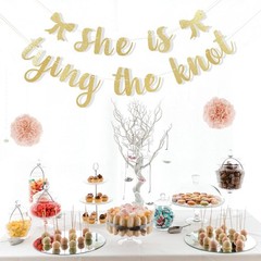She is Tying The Knot Banner – Bridal Shower Gold