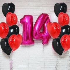 30Pcs 18 Inch Red Black Heart Balloons Valentine’s Day Heart 30pcs-black Red