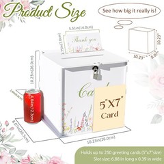 White Wedding Card Box With Lock PVC Gift Money Reception Decor Anniversary