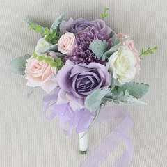 Rinlong 9″ Wedding Bouquet for Bride Bridal Bridesmaid Artificial Flowers Pas…