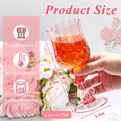6 Pcs 7 oz Plastic Vintage Wine Glasses Reusable Colored Goblets Patterned Drink