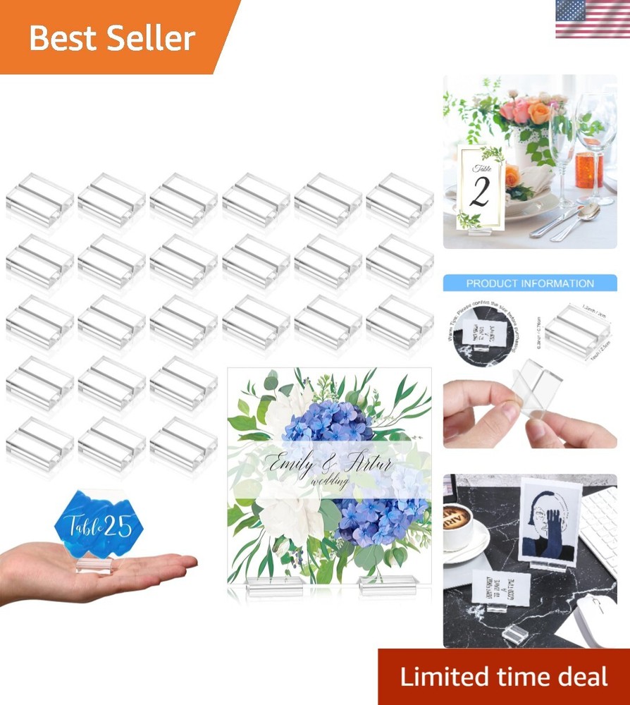 Elegant Acrylic Card Stand Holders – 1.2 Inch Wedding Table Display (100 Pieces)