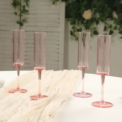 6 Cylindrical 6 oz Reusable Plastic Champagne Flute Glasses Party Events