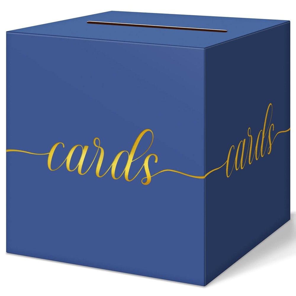 Navy Blue Graduation Card Box, Gold Foil Gift Card Box for Graduation, Party,…