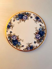 Royal Albert Moonlight Rose Teapot Trivet – English China Coaster, Blue Floral V
