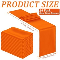 24 Pcs Satin Table Runner Bulk 12 x 108 Inches Long Table Runners Orange