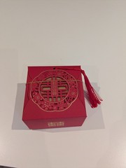 60 Count Chinese Wedding Favor Paper Gift Boxes Double Happiness with Tassel Red