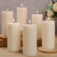 Ginitiri 6 Pack Natural Ivory Soy Pillar Candles 2.8X6 In Hand-Poured Unscented
