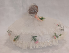 VINTAGE HAND MADE TULLE BRIDE PILLOW CENTERPIECE BRIDAL SHOWER