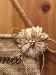 Primitive Burlap Here Comes The Bride Flower Girl Sign Rustic Country Wedding SM