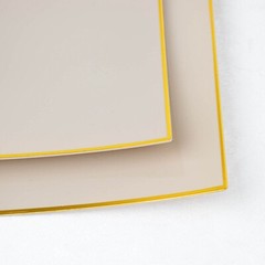 10 TAUPE 10″ Square Concave Plastic Salad Dinner PLATES Gold Rim Party Events