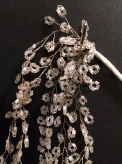 Bugle Beaded Leaf Petal Spray Picks, Floral Accent, Bridal, Wedding Clear/White