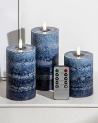 Flameless Candles with Remote and Timer, Real Wax Made LED Gradient Navy Blue