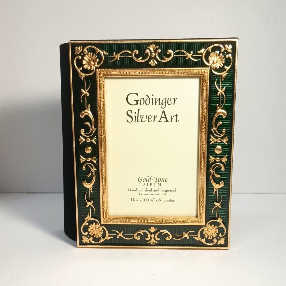 Godinger Silver Art Baroque Gold Tone Red Brown Epoxy 4×6 Photo Album 100 Photos