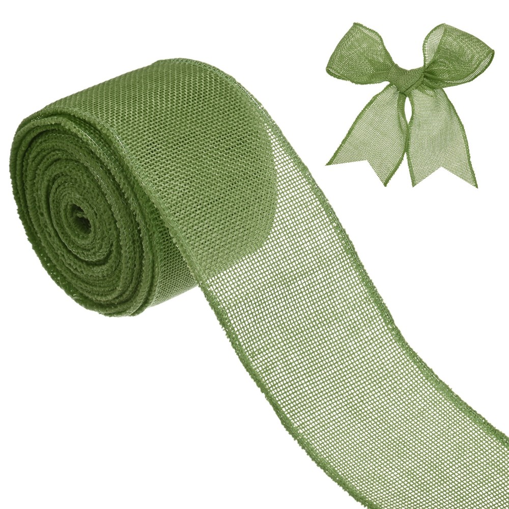 Burlap Ribbon, 2.5″ x 10 Yards Burlap Wired Edge Ribbon [Olive Green]
