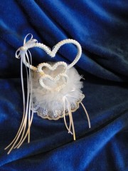 New Elegant Wedding triple braided look Hearts, with white decor Cake top # 86