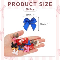 Mini Metallic Gold Edge Ribbon Bow, 25x26mm Bow (Pack of 50, Dark Blue)