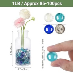 Fireplace Glass Rock, 1 LB Multicolor Flat Glass 1LB Clear、blue、deep Blue