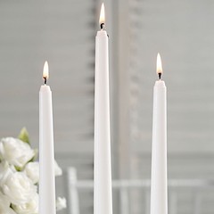 12 White Premium 10″ Taper Candles Unscented Dinner Party Wedding Decorations