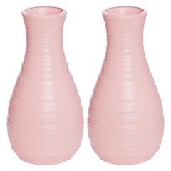 2 Pack Composite Plastics Flower Vase, Unbreakable Ceramic Look Vase for Pink