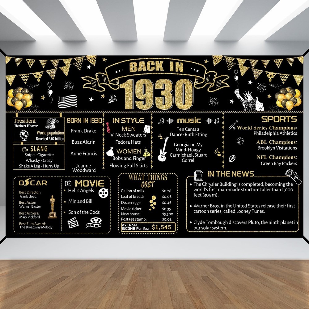 96th Decorative Cloth for Women or Men, Birthday Banner With Holes, Built-in …