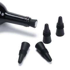 OHMAXHO Wine Stoppers (Set of 5), Silicone Bottle stopper 5 pack Black