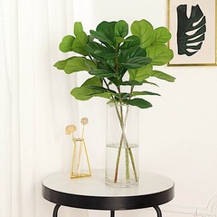 Green 2 Bushes 25″ Artificial Fiddle Leaves Stems Party Decorations Supplies