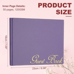 Elegant Guestbook, 9″x7″ Offset Paper Wedding Guest Book, Dark Purple