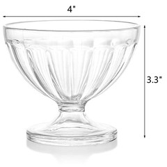 12 Pack Acrylic Ice Cream Bowls – 8 Oz Clear Plastic Dessert Cups Footed Ice
