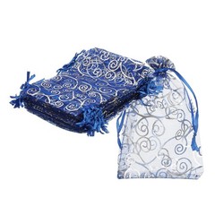 100Pcs Organza Bags 3.1×4.3 Inch Candy Bags Mesh Bag Jewelry Bag Blue-Silver