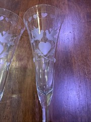 Wedding Toasting Fluted Champagne Glasses Lovebird And Hearts