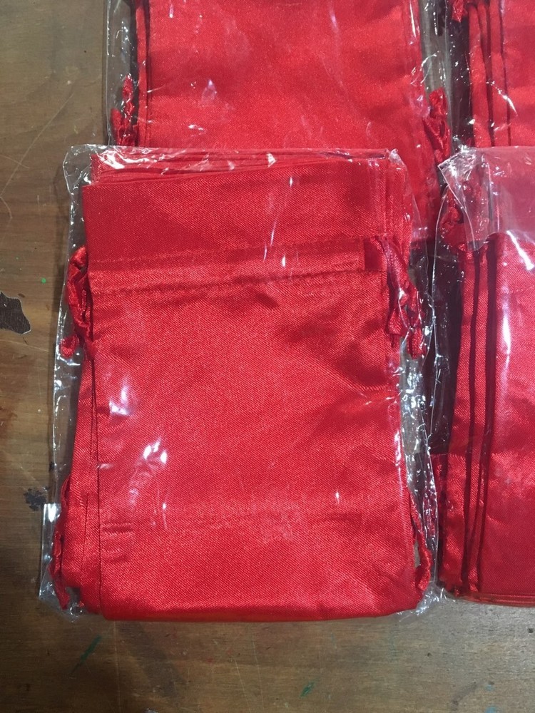 48 PCS RED ORGANZA BAGS NEW IN PACKAGE (APPROX 5.5 IN X 4 IN)