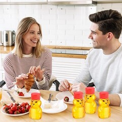 Patelai 96 Pcs 2 oz Plastic Honey Bear Bottle Shape Clear Red