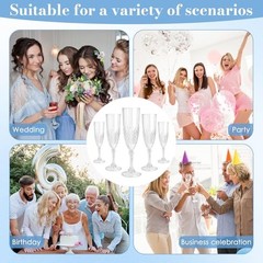 Pcs Plastic Champagne Flutes,Champagne Glasses Bulk, Made of Durable 12 White