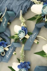 1 pc White & Blue Boutonniere for Men Wedding Single Groom Groomsmen Artifici…