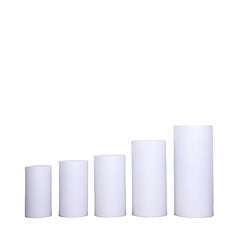 5 WHITE Metal Cylinder Display STANDS Pedestal Riser Columns Party Decorations