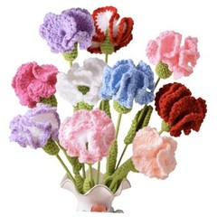 10Pcs Handwoven Carnation Flower,Knitted Carnation Flower Carnation(10colors)